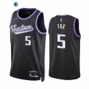 Camisetas NBA Nike Sacramento Kings NO.5 De'Aaron Fox 75th Season Diamante Negro Ciudad 2022