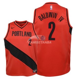 Camisetas de NBA Ninos Portland Trail Blazers Wade Baldwin IV Rojo Statement 2018
