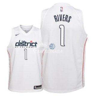 Camisetas de NBA Ninos Washington Wizards Austin Rivers Nike Blanco Ciudad 2018