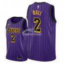 Camisetas de NBA Ninos Los Angeles Lakers Lonzo Ball Nike Púrpura Ciudad 18/19