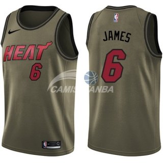 Camisetas NBA Salute To Servicio Miami Heat LeBron James Nike Ejercito Verde 2018