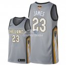 Camisetas NBA Cleveland Cavaliers LeBron James 2018 Finales Nike Gris Ciudad Parche