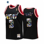 Camisetas NBA Miami Heat NO.3 Dwyane Wade 75th Aniversario Negro Throwback 2022