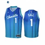 Camisetas NBA Ninos Charlotte Hornets NO.1 LaMelo Ball Azul Ciudad 2023