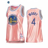 Camisetas NBA Mujer Golden State Warriors NO.4 Moses Moody 75th Aniversario Rosa Oro 2022