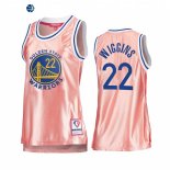 Camisetas NBA Mujer Golden State Warriors NO.22 Andrew Wiggins 75th Aniversario Rosa Oro 2022