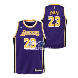 Camiseta NBA Ninos L.A.Lakers Lebron James Púrpura Statement 18/19