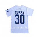 Camisetas NBA de Manga Corta Stephen Curry Golden State Warriors Blanco Azul