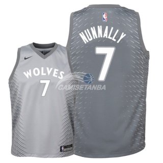Camisetas de NBA Ninos Minnesota Timberwolves James Nunnally Nike Gris Ciudad 2018