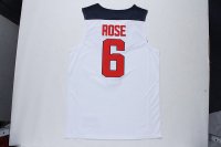 Camisetas NBA de Derrick Rose USA 2014 Blanco
