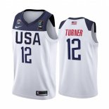 Camisetas Copa Mundial de Baloncesto FIBA 2019 USA Myles Turner Blanco