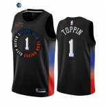 Camiseta NBA de Obi Toppin New York Knicks NO.1# Negro Ciudad 2020-21