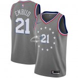 Camisetas de NBA Ninos Philadelphia Sixers Joel Embiid Nike Gris Ciudad 18/19