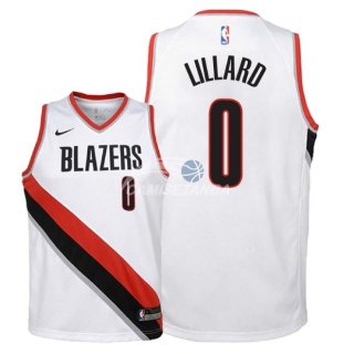 Camisetas de NBA Ninos Portland Trail Blazers Damian Lillard Blanco Association 2018