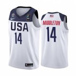 Camisetas Copa Mundial de Baloncesto FIBA 2019 USA Khris Middleton Blanco