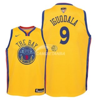 Camisetas de NBA Ninos Andre Iguodala Golden State Warriors 2018 Finales Nike Amarillo Ciudad Parche