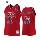Camisetas NBA Philadelphia Sixers NO.21 Joel Embiid 75th Diamante Rojo Hardwood Classics 2022-23