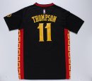 Camisetas NBA de Manga Corta Klay Thompson Golden State Warriors Negro Rojo