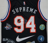 Camisetas NBA #94 Supreme x Nike Logo Negro