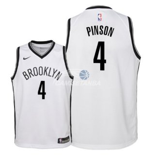 Camiseta NBA Ninos Brooklyn Nets Theo Pinson Blanco Association 2018