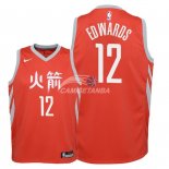 Camisetas de NBA Ninos Houston Rockets Vincent Edwards Nike Rojo Ciudad 2018