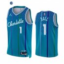 Camisetas NBA Jordan Charlotte Hornets NO.1 LaMelo Ball 75th Azul Ciudad 2022