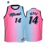 Camiseta NBA Ninos Miami Heat Tyler Herro Azul Rosa Ciudad 2020-21