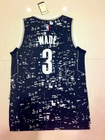 Camisetas NBA Luces Ciudad Wade Miami Heat Negro