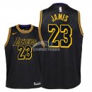 Camisetas de NBA Ninos Los Angeles Lakers Lebron James Nike Negro Ciudad 2018
