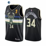 Camisetas NBA Milwaukee Bucks Giannis Antetokounmpo 2021 Finales Negro Oro