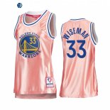 Camisetas NBA Mujer Golden State Warriors NO.33 James Wiseman 75th Aniversario Rosa Oro 2022