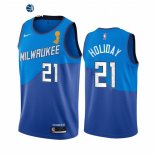 Camisetas NBA Milwaukee Bucks Jrue Holiday 2021 Finales Azul Ciudad