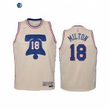 Camisetas de NBA Ninos Edición ganada Philadelphia 76ers Shake Milton Crema 2021