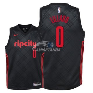 Camisetas de NBA Ninos Portland Trail Blazers Damian Lillard Nike Negro Ciudad 2018