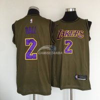 Camisetas NBA Salute To Servicio Los Angeles Lakers Lonzo Ball Nike Ejercito Verde 2018