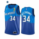Camisetas NBA Milwaukee Bucks Giannis Antetokounmpo 2021 Finales Azul Ciudad
