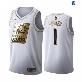 Camisetas NBA de Devin Booker Phoenix Suns Blanco Oro 19/20