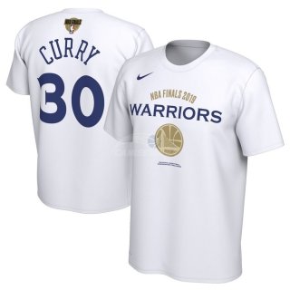 Camisetas NBA Golden State Warriors Stephen Curry 2019 Finales Manga Corta Blanco