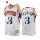 Camisetas NBA Philadelphia Sixers NO.3 Allen Iverson Blanco Hardwood Classics 2022