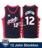 Camisetas NBA de John Stockton USA 1996 Negro