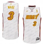 Camisetas NBA de Dwyane Wade Bosh Miami Heats Blanco Oro