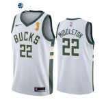 Camisetas NBA Milwaukee Bucks Khris Middleton 2021 Finales Blanco Association