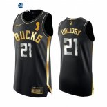Camisetas NBA Milwaukee Bucks Jrue Holiday 2021 Finales Negro Oro