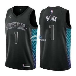 Camisetas NBA de Malik Monk Charlotte Hornets Nike Negro Ciudad 17/18