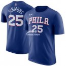 Camisetas NBA de Manga Corta Ben Simmons Philadelphia 76ers Azul 17/18