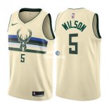 Camisetas NBA de D.J. Wilson Milwaukee Bucks Nike Crema Ciudad 17/18