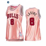 Camisetas NBA Mujer Chicago Bulls NO.8 Zach LaVine 75th Aniversario Rosa Oro 2022