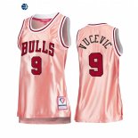 Camisetas NBA Mujer Chicago Bulls NO.9 Nikola Vucevic 75th Aniversario Rosa Oro 2022