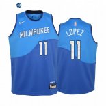 Camiseta NBA Ninos Milwaukee Bucks Brook Lopez Azul Ciudad 2020-21