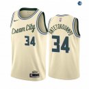 Camisetas NBA de Giannis Antetokounmpo Milwaukee Bucks Nike Crema Ciudad 19/20